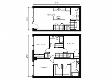 Floor plan for 3 beds, 2.5 baths, 1411 sqft